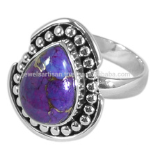 2017 Latest Design Purple Copper Turquoise Gemstone 925 Solid Silver Ring Jewelry